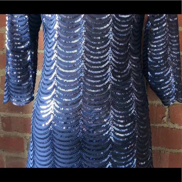 Chelsea & Violet Blue Sequin Scallop Hem Dress - Picture 5 of 8